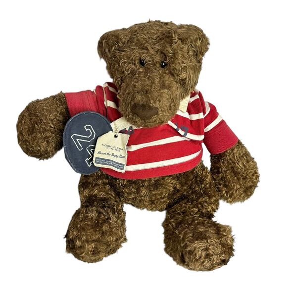 Gund Teddy Bear for American Eagle Outfitters Brown Plush Polo Shirt Bag 19in - Picture 1 of 5